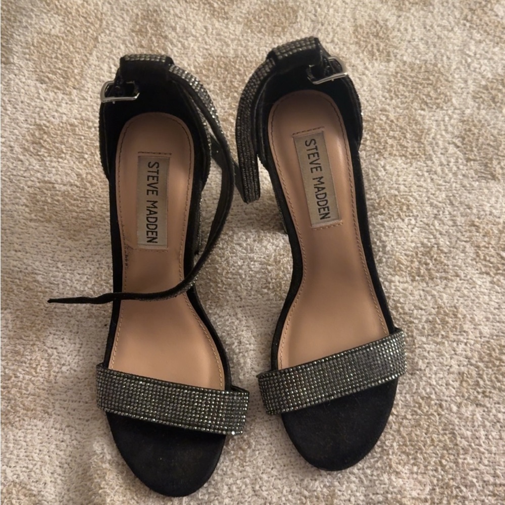 Steve Madden Black Heels with Silver Accents